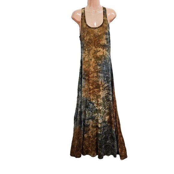 T-Party Tied Dye Boho Sleeveless Maxi Dress Women Size M Racerback - Picture 3 of 11